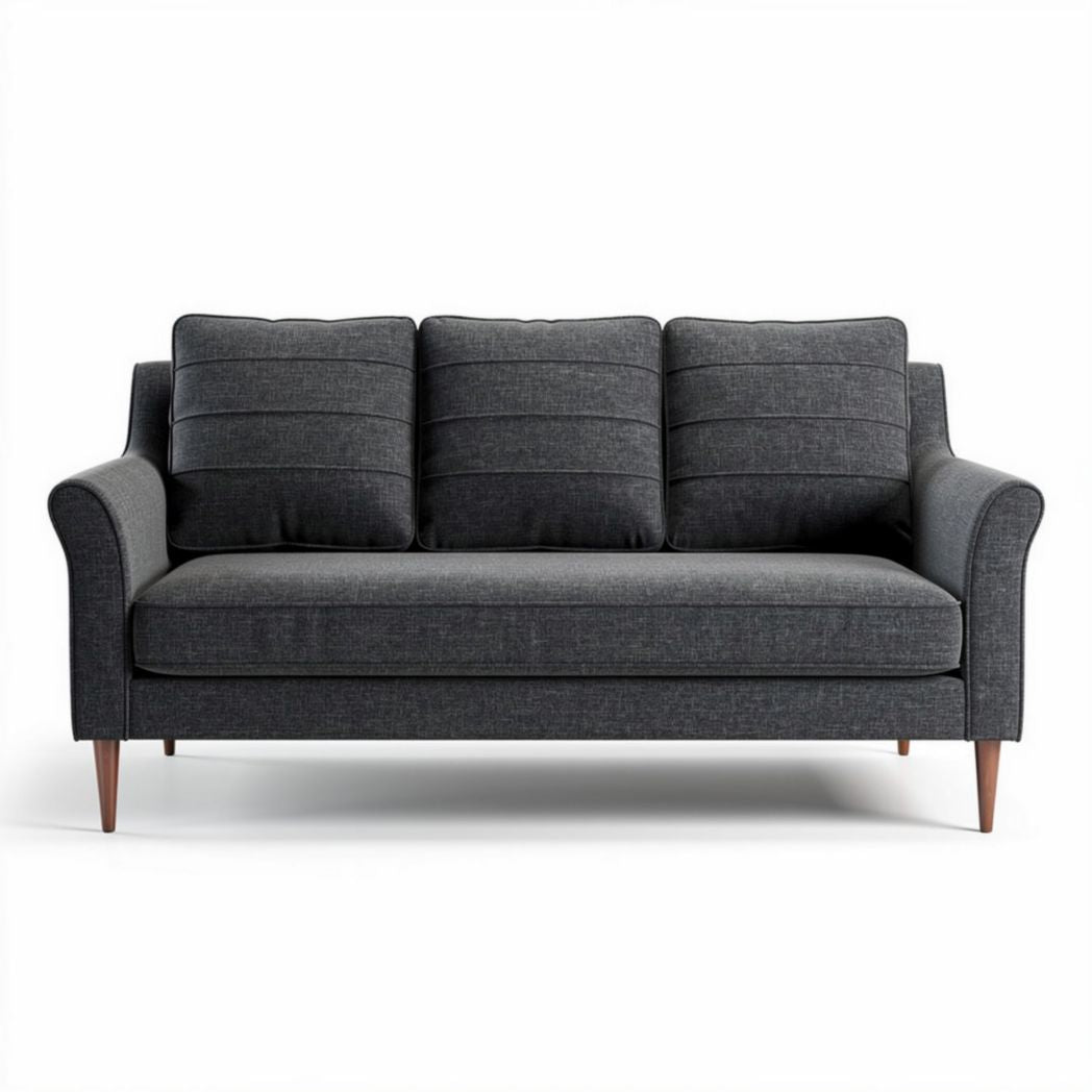 Sofa tapicerowana w kolorze szarym 180 x 90 x 85cm z drewnianymi nogami