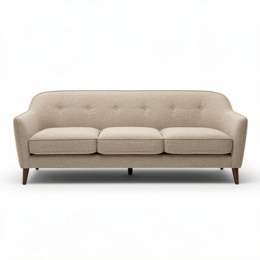 Sofa w kolorze beżowym o wymiarach 200 x 80 x 75 cm z drewnianymi nogami