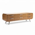 Szafka rtv z drewna w kolorze naturalnym 150 x 45 x 50cm z czterema szufladami