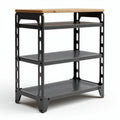 Regał metalowy czarny z drewnianym blatem 80 x 40 x 90cm do przechowywania